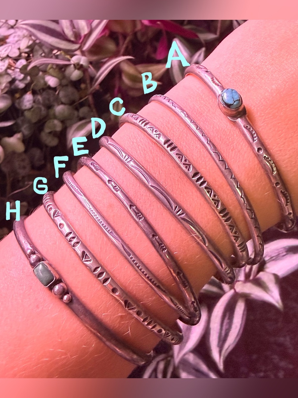Vintage Sterling Silver Cuff Bracelet Turquoise Stamped Handmade Southwestern